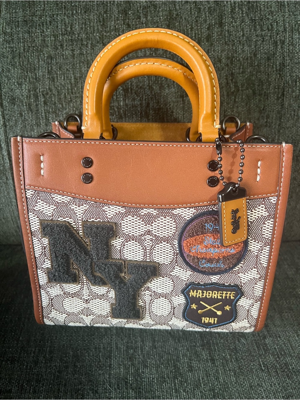 Coach Rogue 20 In Signature Textile Jacquard With Varsity Patches Used Twice. - Picture 5 of 5